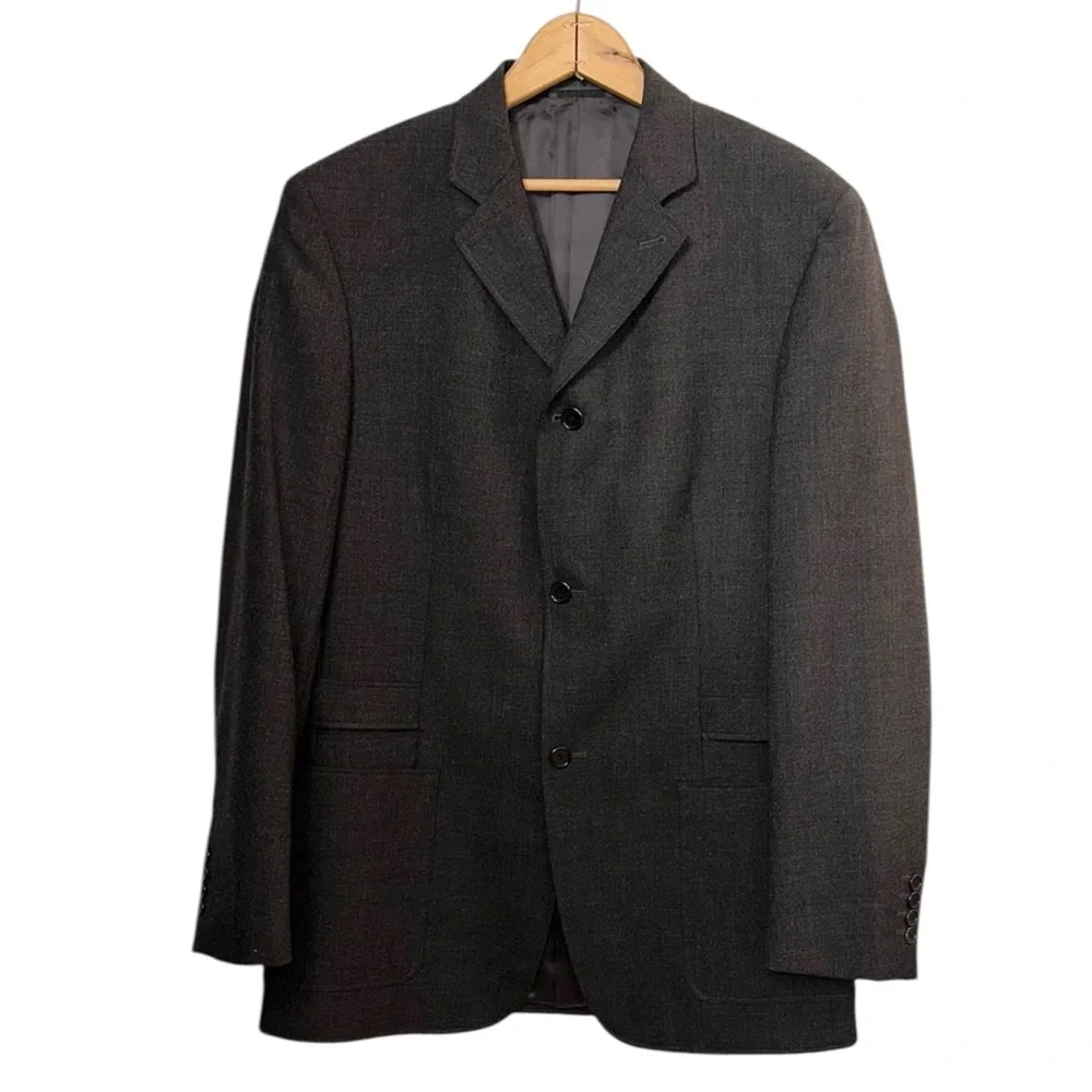 John Varvatos Made in Italy 100% Wool Gray Belted Blazer Sport Coat Jacket ~ 40R - Picture 9 of 12